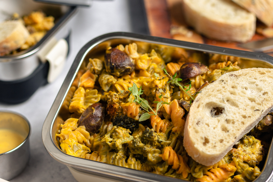 Roasted Broccoli & Mushroom Pasta with a Creamy Butternut Squash Sauce