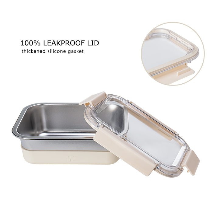 Prahransteel® Microwavable Stainless Steel Lunch Box - 5.1 Cup (Cream)
