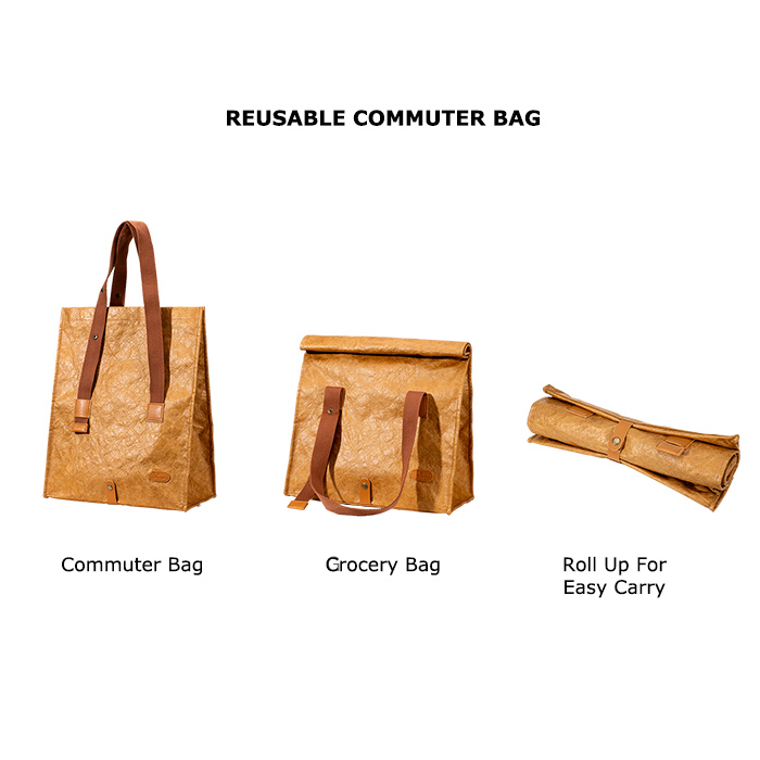 Foldable 2in1 Reusable Commuter Bag brown