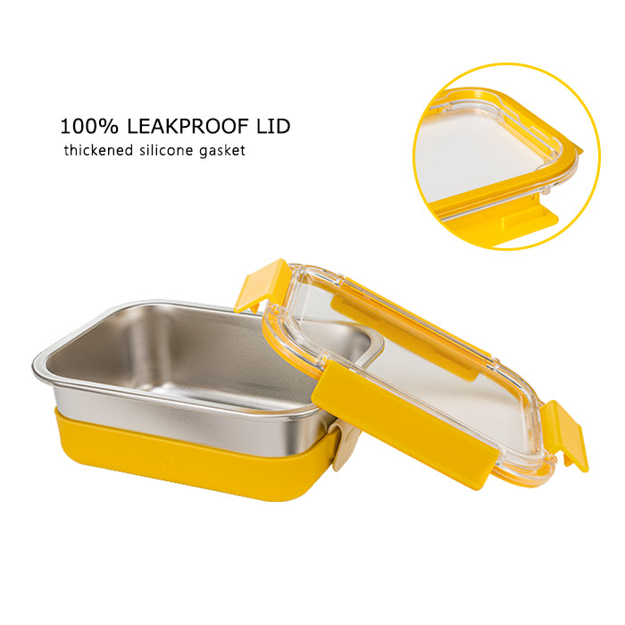 Prahransteel® Microwavable Stainless Steel Lunch Box - 5.1 Cup (Yellow)