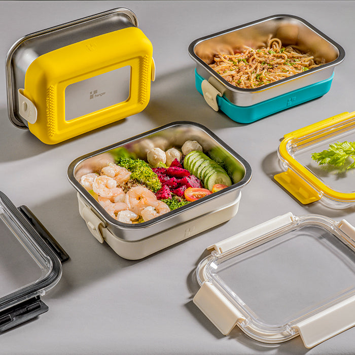 Prahransteel® Microwavable Stainless Steel Lunch Box - 5.1 Cup (Cream)