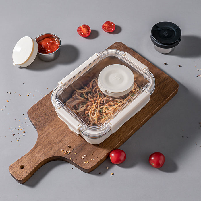Stainless Steel Sauce Box With Suction Cup Technology  - 0.4 Cup Capacity (Cream)