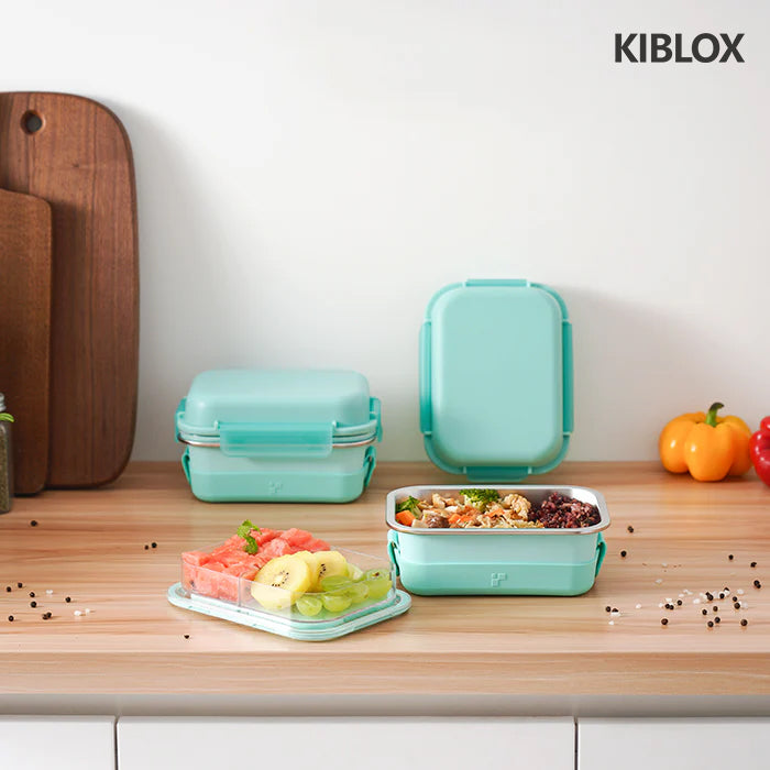 KIBLOX 5.1 Cup Stainless Steel Bento with Divider Layer and Ice Pack