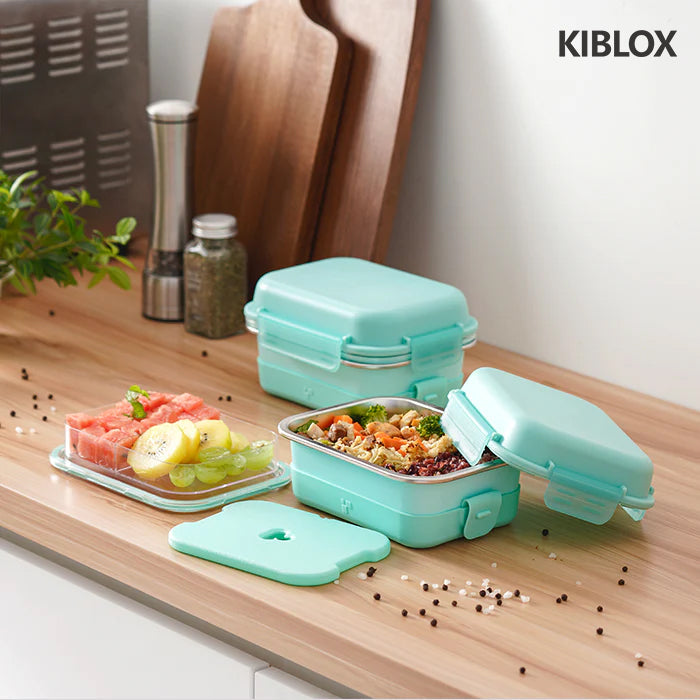 KIBLOX 5.1 Cup Stainless Steel Bento with Divider Layer and Ice Pack